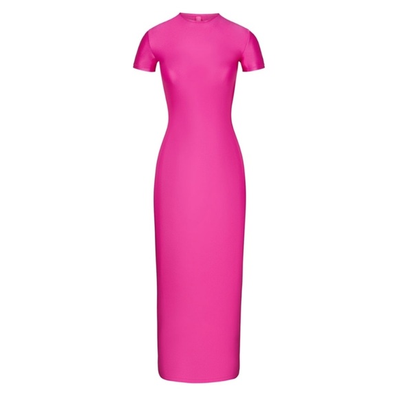 SKIMS Dresses & Skirts - SKIMS Shine Spandex Jersey Maxi Dress in Hot Pink